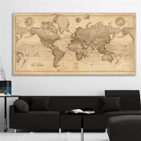 Vintage Map Wall Art Framed Prints & Canvas