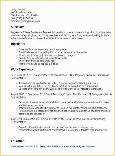 College Admission Resume Templates Free Of College Admissions Resume Best Resume Collection ...