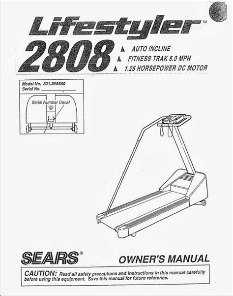 Lifestyler 2808 Treadmill Manual