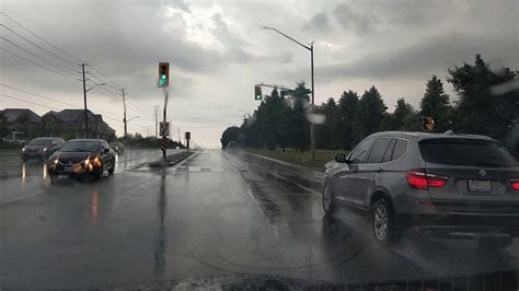 Heavy rain in Markham City on Markham Road, Canada - YouTube