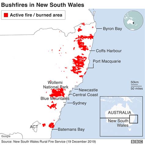 Australia fires: A visual guide to the bushfires and extreme heat | New south wales, Batemans ...