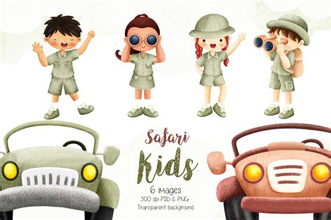 Safari Kids Clipart Graphic by Stellaart · Creative Fabrica