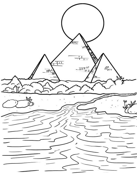 Nile River Landscape Coloring Page - Free Printable Coloring Pages for Kids