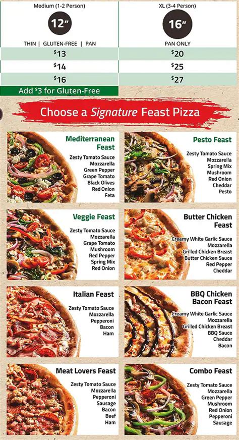 Menu at Freshslice Pizza pizzeria, Vancouver, Robson St