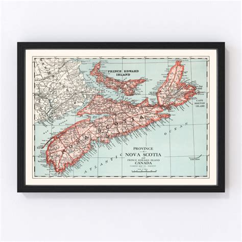 Vintage Map of Nova Scotia Canada, 1925 by Ted's Vintage Art