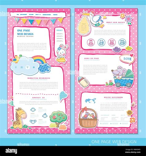 adorable concept one page website design template with cute animals Stock Vector Image & Art - Alamy