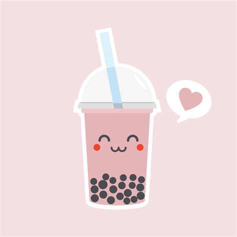 Cute Boba bubble milk tea with tapioca. Pearl milk tea, black delicious ...