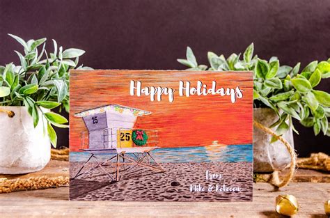 Personalized Beach Sunset Christmas Cards Beach Christmas | Etsy