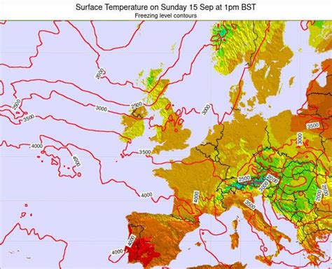 United Kingdom Surface Temperature on Thursday 16 Sep at 1am BST