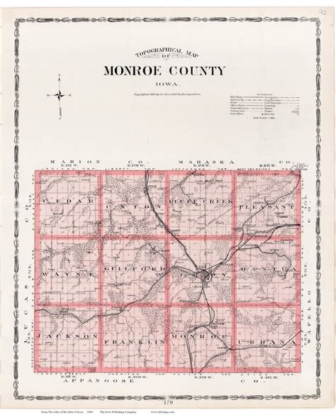 Monroe County 1904 Old Town Map Reprint Iowa State Atlas Genealogy IA Atlas 092 - Etsy