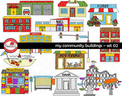 My Community Buildings set 02 Clipart: 300 Dpi Transparent Png School Teacher Clip Art Creative ...