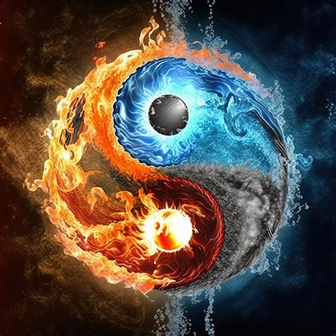 Premium Photo | Yin and Yang made of fire and water. Symbol of harmony