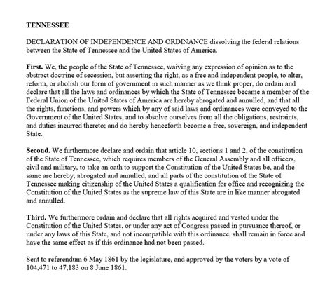 Secession Documents: Florida, Louisiana, Virginia, North Carolina, and Tennessee — Civil Discourse