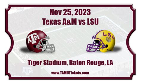 Texas A&M Aggies vs LSU Tigers Football Tickets | 11/25/23