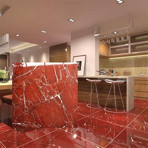 Economical Design Dining Room Glossy Red Marble Floor Tile 600X600mm ...