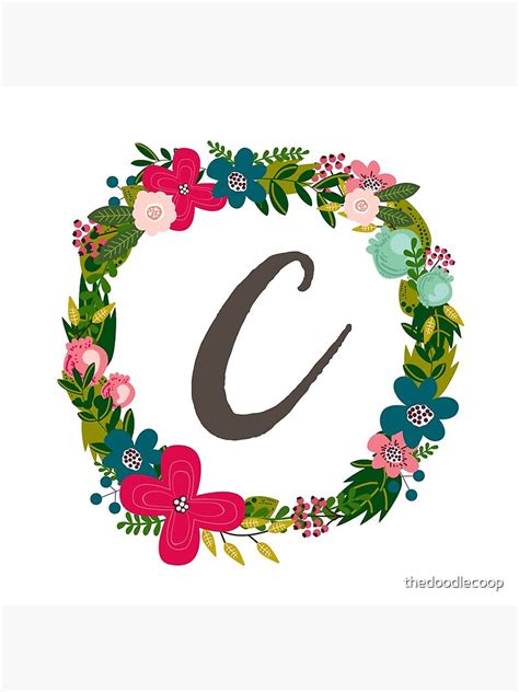 "Letter B Floral Wreath Monogram " Poster by thedoodlecoop | Redbubble