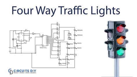 Four Way Traffic Lights Circuit using 555 Timer IC