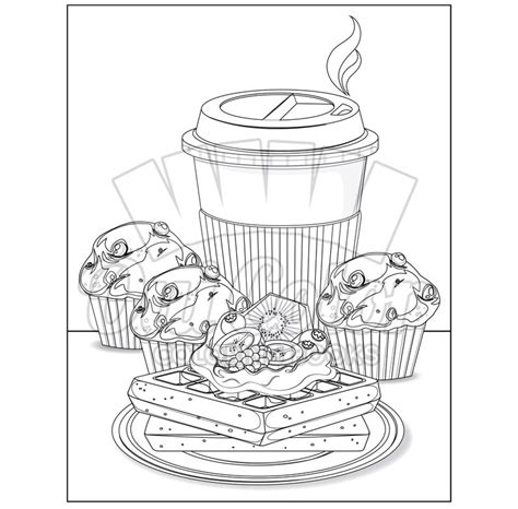 Printable CUPCAKES Bakery Coloring Page Dessert: Coloring - Etsy