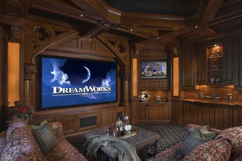 Not my ideal home theater furniture, but love the use of wood in the ...