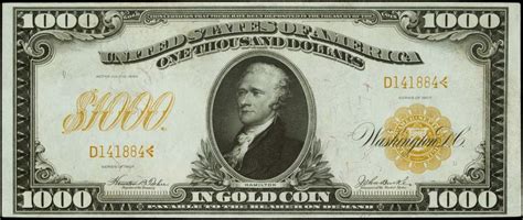 1907 One Thousand Dollar Gold Certificate, Alexander Hamilton|World Banknotes & Coins Pictures ...