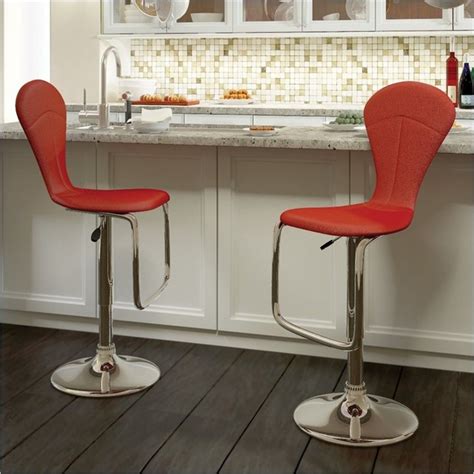 Sonax CorLiving Tapered Back Bar Stool in Red Leatherette (Set of 2) - Modern - Bar Stools And ...