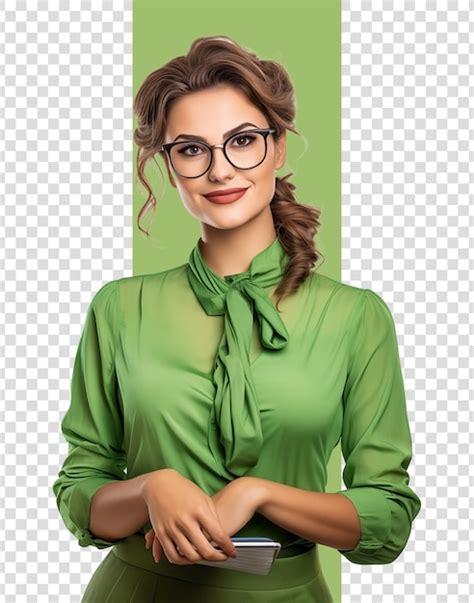 Premium PSD | Pretty woman with green costume teacher