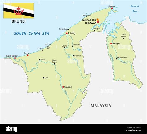 brunei map with flag Stock Vector Image & Art - Alamy