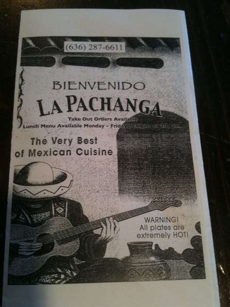 La Pachanga Menu, Menu for La Pachanga, Crystal City, St. Louis ...