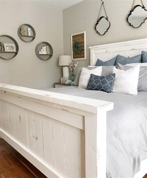 DIY Farmhouse Bed | Diy farmhouse bed, Diy furniture bedroom, Diy farmhouse bed frame