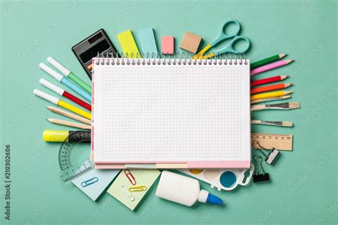 School supplies background Stock Photo | Adobe Stock