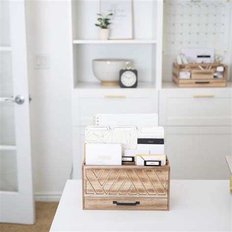 Natural Wooden Mail Organizer - Desktop File Holder - | Blu Monaco