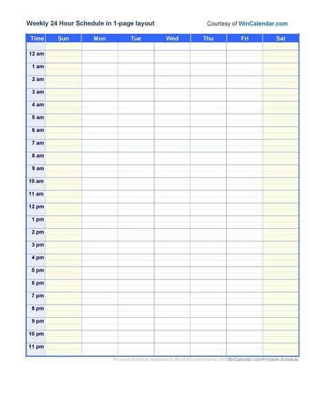 Best Printable Daily Hourly Schedule Template - Get Your Calendar Printable