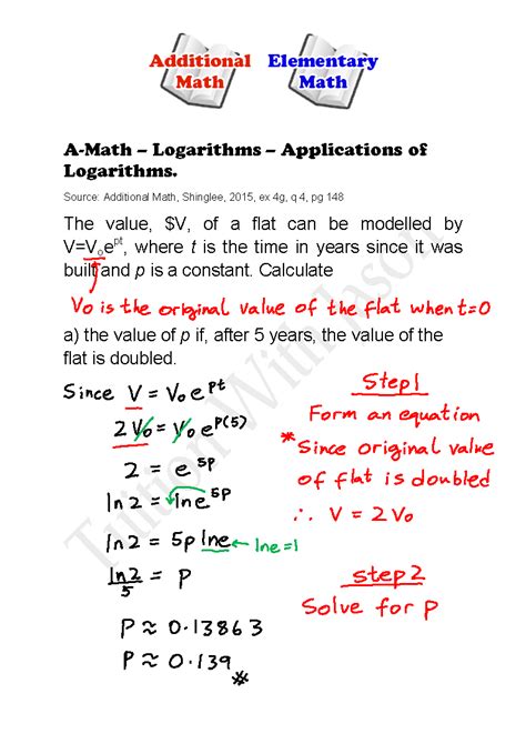 A-Math - Logarithms - Apllications of Log | Singapore Additional Math (A-Math) and Math (E-Math ...