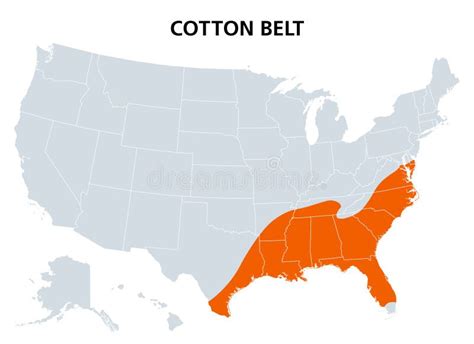 Cotton Belt of United States, Region Where Cotton Was the Dominant Crop, Map Stock Vector ...