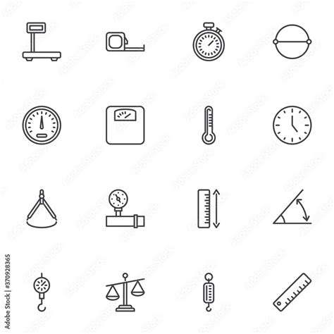 Scale measurement line icons set, outline vector symbol collection ...