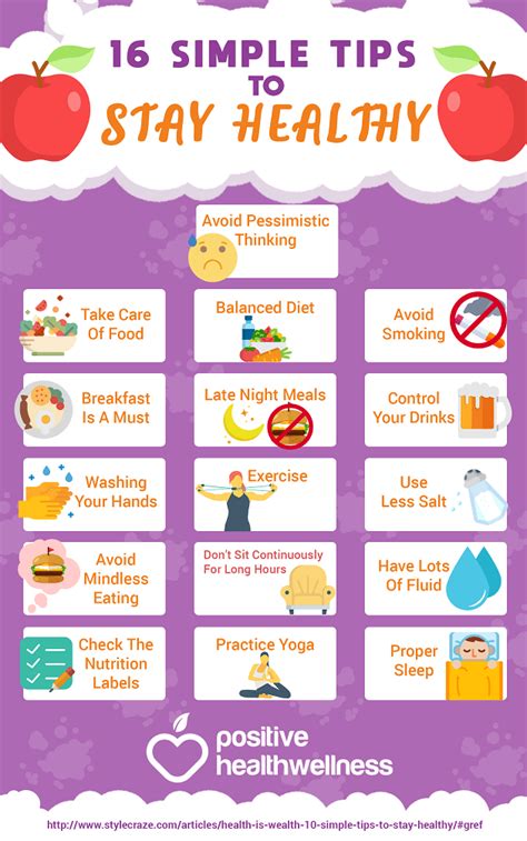 16 Simple Tips To Stay Healthy – Infographic – Positive Health Wellness