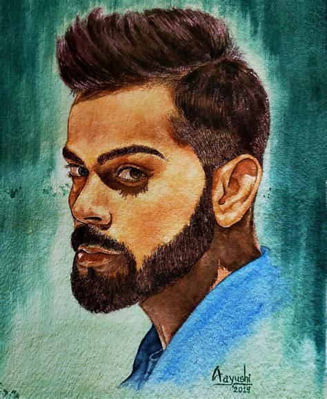 Virat Kohli portrait | Potrait painting, Watercolor portraits, Watercolor paintings for beginners