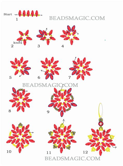 Free pattern for earrings Poinsettia – Christmas flower - Beads Magic