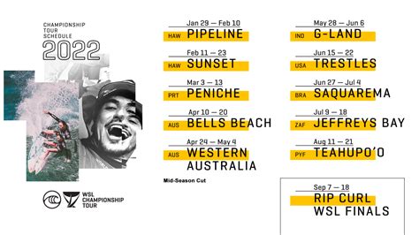 WSL 2022 Championship Tour & Challenger Series Schedule Announced