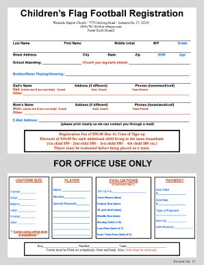 Blank Youth Football Registration Forms - Fill and Sign Printable ...