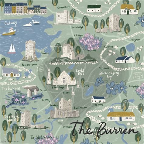 The Burren Ireland Map County Clare County Galway Map - Etsy