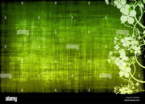 Green Grunge Design Texture with Flower Vines Stock Photo - Alamy