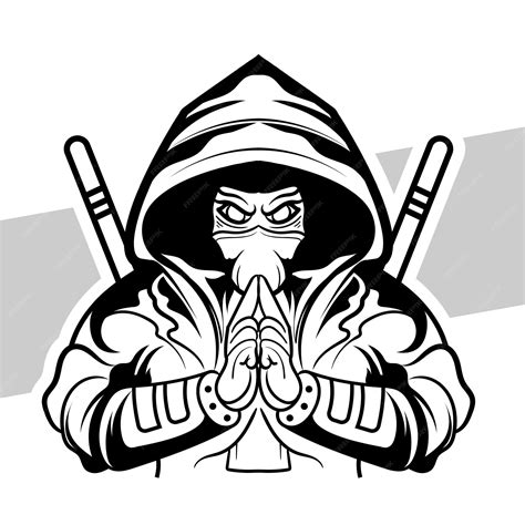 Premium Vector | Black and white ninja logo esport Team for tshirt ...