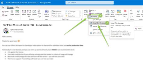 How to recall an email in Microsoft Outlook in Microsoft 365