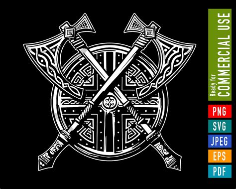Viking Shield Axes Celtic Tattoo .svg .eps .png Vector Artwork | Etsy
