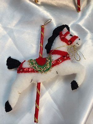 Vintage Handmade Carousel Horse Felt Christmas Ornaments Lot of 4 ...