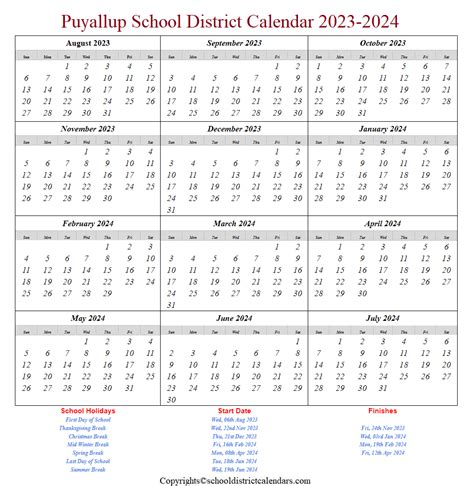 Puyallup School District Calendar 2023-2024 | School District Calendars