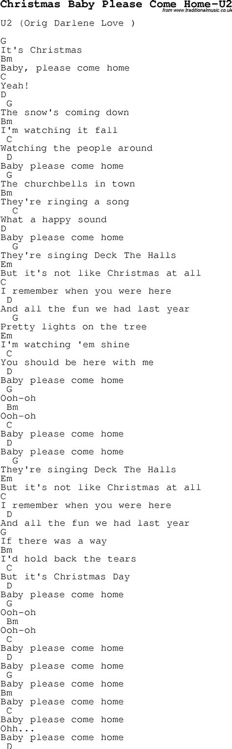 Christmas Carol/Song lyrics with chords for Christmas Baby Please Come ...