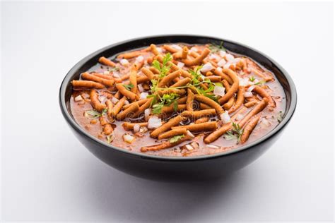 Spicy Sev Bhaji or Ganthiya Nu Shaak Recipe from India Stock Photo - Image of masala, gravy ...