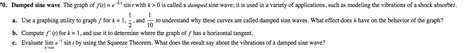 Solved 70. Damped sine wave The graph of f(t) = e^-kt sin t | Chegg.com
